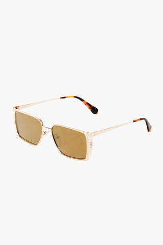 Golden-Effect Frame YODER Mirrored Rectangular Sunglasses
