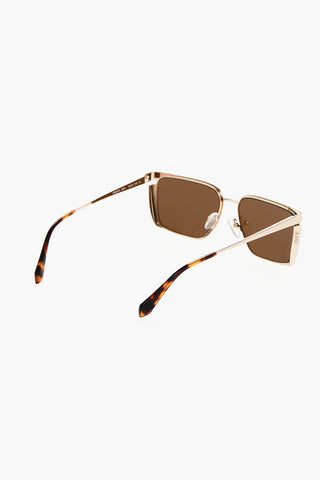 Golden-Effect Frame YODER Mirrored Rectangular Sunglasses