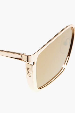 Golden-Effect Frame YODER Mirrored Rectangular Sunglasses