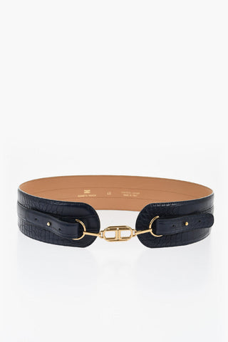 Faux-leather Belt with Croco Pattern