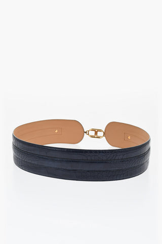 Faux-leather Belt with Croco Pattern