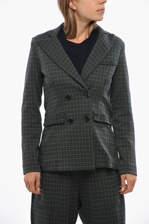 Double-Breasted Houndstooth Blazer