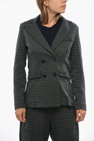 Double-Breasted Houndstooth Blazer