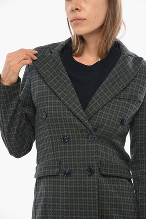 Double-Breasted Houndstooth Blazer