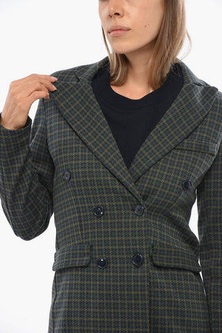 Double-Breasted Houndstooth Blazer