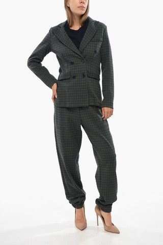 Double-Breasted Houndstooth Blazer