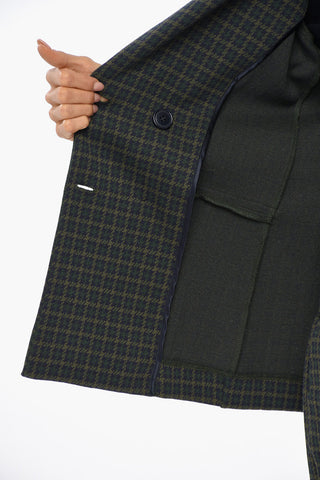 Double-Breasted Houndstooth Blazer