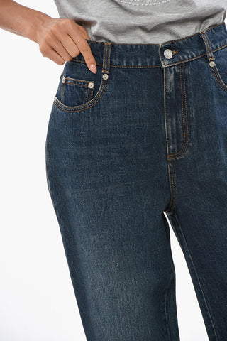 Jeans Stonewashed ad Orlo Con Risvolto