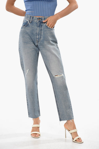 Frayed Hem Mid Wash Jeans 15cm