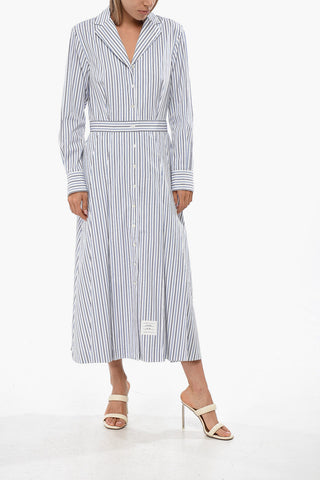 Gestreiftes Hemdblusenkleid Mit Durchgehender Knopfleiste