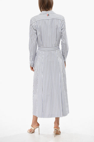 Gestreiftes Hemdblusenkleid Mit Durchgehender Knopfleiste