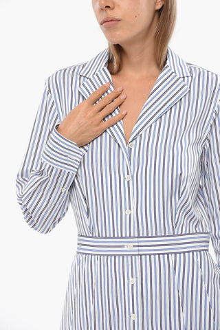 Gestreiftes Hemdblusenkleid Mit Durchgehender Knopfleiste