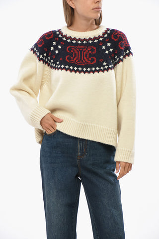 Wool Crew-Neck Sweater with Frontal Monogram