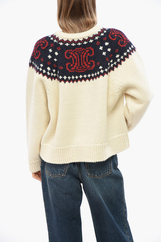 Wool Crew-Neck Sweater with Frontal Monogram