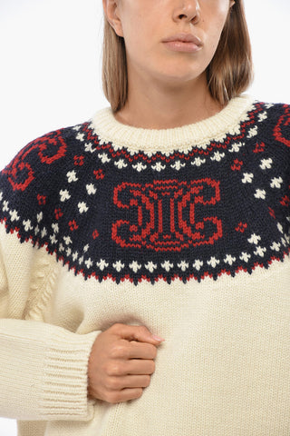 Wool Crew-Neck Sweater with Frontal Monogram