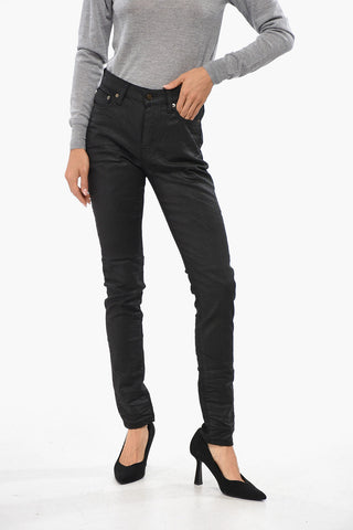 Coated Cotton Dark Wash Jeans 14cm