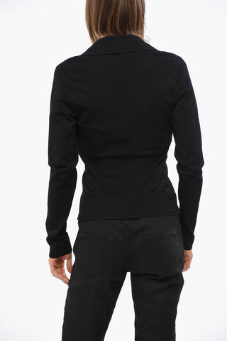 Solid-Color Cardigan with Covered Buttons