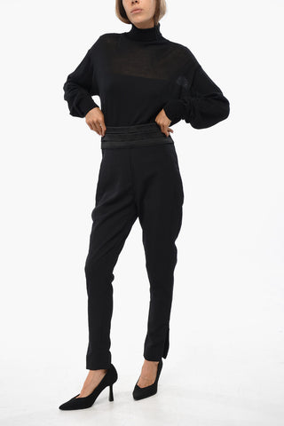 Satin High-Waist Solid-Color Trousers CARROTS