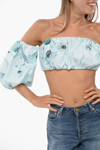 Cotton Crop Top with Puff Sleeves
