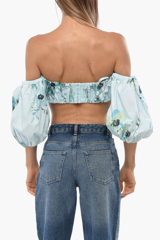 Cotton Crop Top with Puff Sleeves