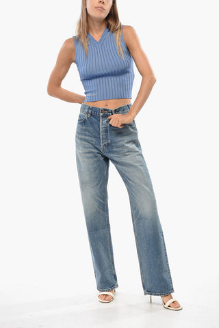  Wide Leg Jeans with Buttons 21cm