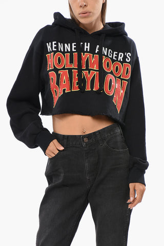 Cropped Sweatshirt mit Pailletten und Strass