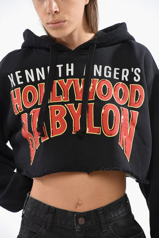 Cropped Sweatshirt mit Pailletten und Strass