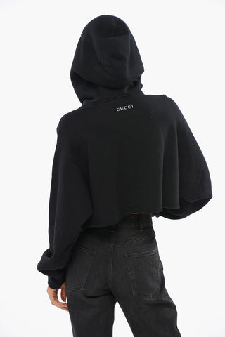 Cropped Sweatshirt mit Pailletten und Strass