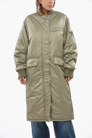 Solid Color ABBIE Maxi Down Jacket with Flpa Pockets