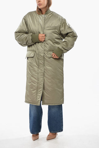 Solid Color ABBIE Maxi Down Jacket with Flpa Pockets