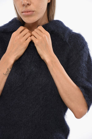 Maglia Fuzzy a Tinta Unita con Collo a Polo