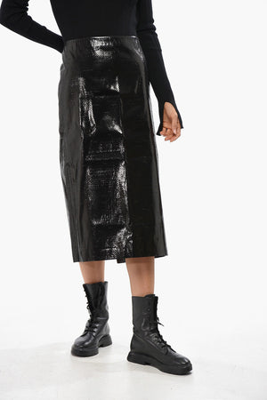 Longuette im Tubino-Stil TARPAULIN aus Seide mit Schlitz