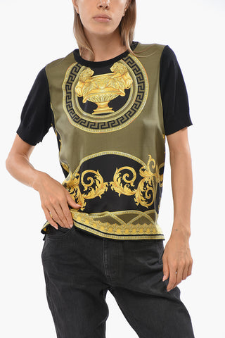 Silk and Virgin Wool Top with Iconic Print