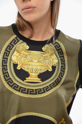 Silk and Virgin Wool Top with Iconic Print