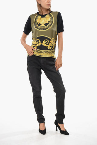 Silk and Virgin Wool Top with Iconic Print