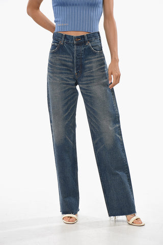 Frayed Hem Wide Leg Jeans 21cm