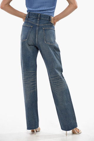 Frayed Hem Wide Leg Jeans 21cm