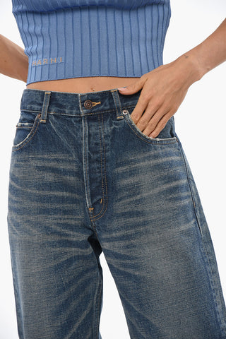 Frayed Hem Wide Leg Jeans 21cm