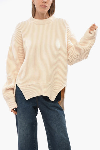 Maglia Girocollo In Lana con Spacchi Laterali