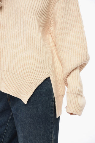 Maglia Girocollo In Lana con Spacchi Laterali