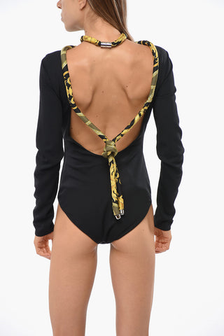 홀터넥 바디수트 오픈 백