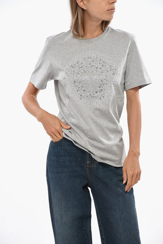 Cotton Crew-Neck T-shirt with Jewels Medusa