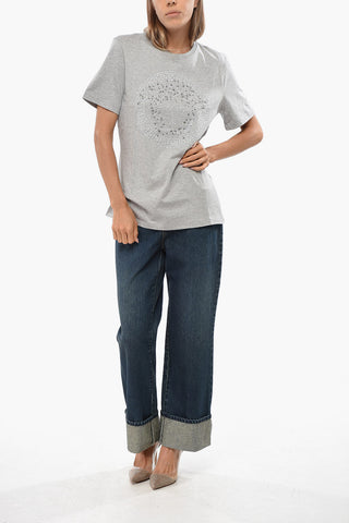 Cotton Crew-Neck T-shirt with Jewels Medusa