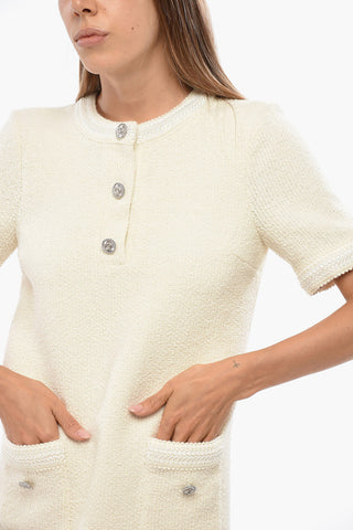 Logoed 3 Buttons Wool Dress