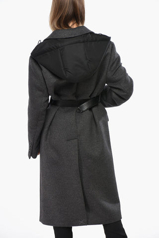 Cappotto in Misto Lana con Cappuccio Removibile