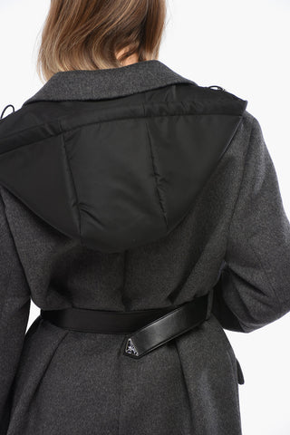 Cappotto in Misto Lana con Cappuccio Removibile