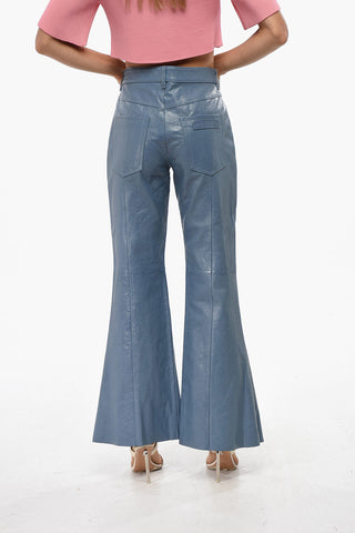 5-Pocket Leather Boot-Cut Trousers