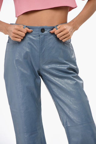 5-Pocket Leather Boot-Cut Trousers