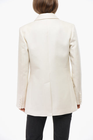 Double-Breasted Textured Blazer with Flap Pockets