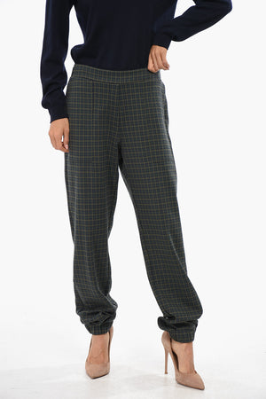 Houndstooth Trousers with Elastic Waist